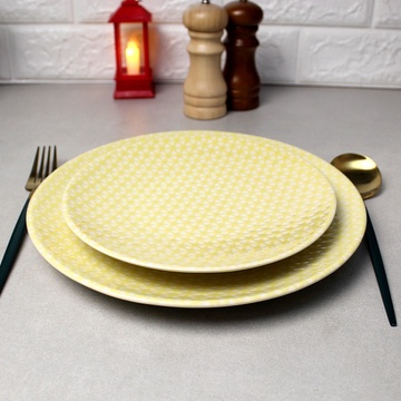 Мелкая обеденная тарелка с жёлтым узором 20 см Kutahya NC HR Kutahya Porselen
