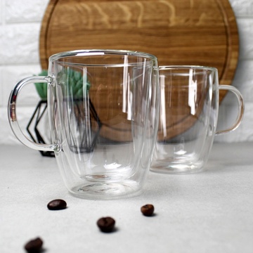 Набір чашок для латте з подвійним дном 270 мл 2 шт Ardesto (AR2627G), чашки з подвійними стінками Ardesto