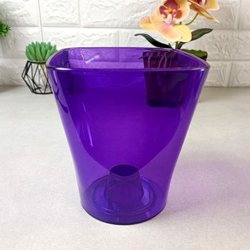 Високий фіолетовий вазон для орхідей із світлопропускаючого пластику 17,5 см. ММ-Пласт