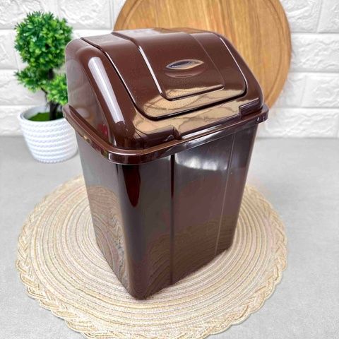 Коричневое мусорное ведро с поворотной крышкой для ванной комнаты 10 л Craft