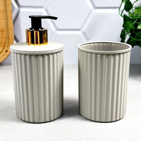 Набор для ванной комнаты дозатор + стакан серый 577-8 NOSTALGIA Elif Elif Plastik