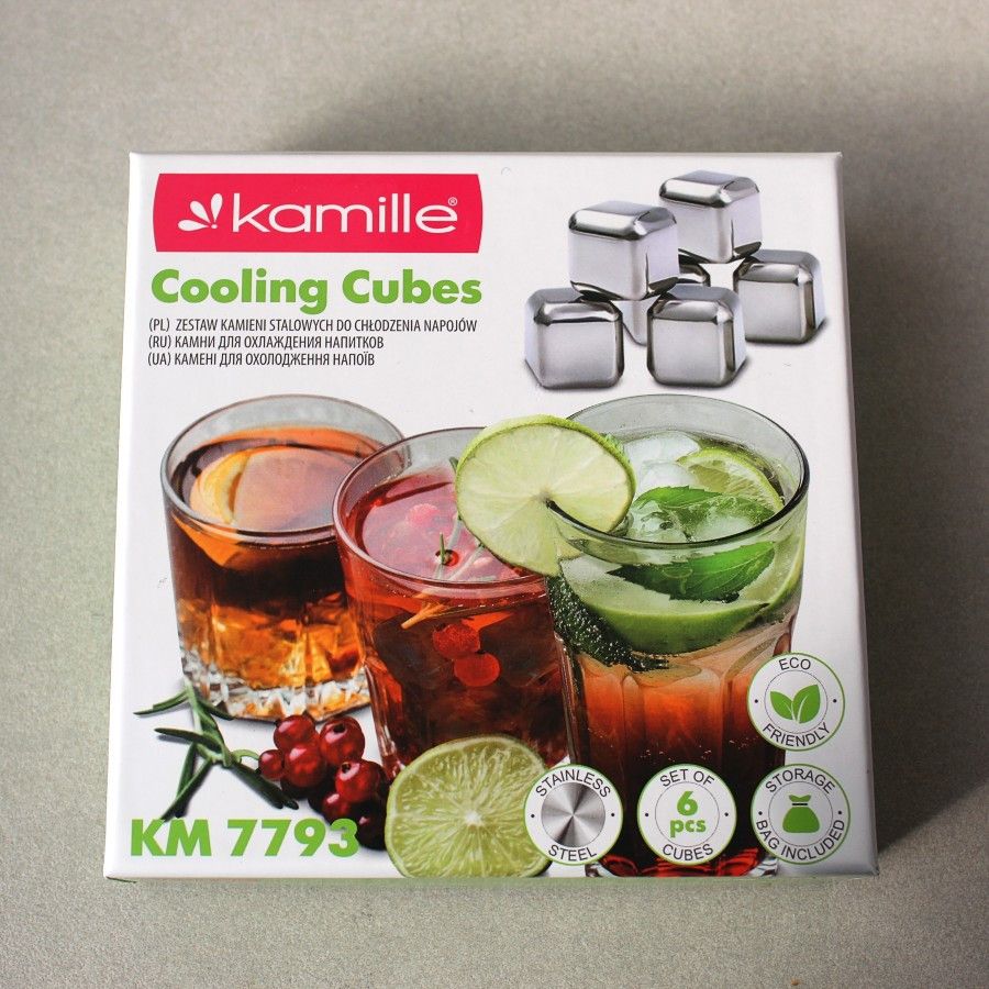 Металеві кубики для охолодження напоїв 6 шт, охолоджувальні кубики Kamille Kamille