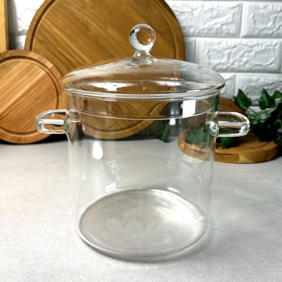 Скляна каструля з кришкою 2.5 л для плити Без бренда