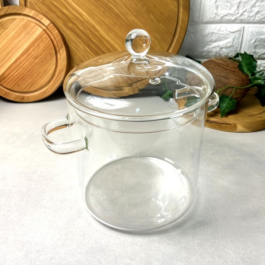 Скляна каструля з кришкою 2.5 л для плити Без бренда
