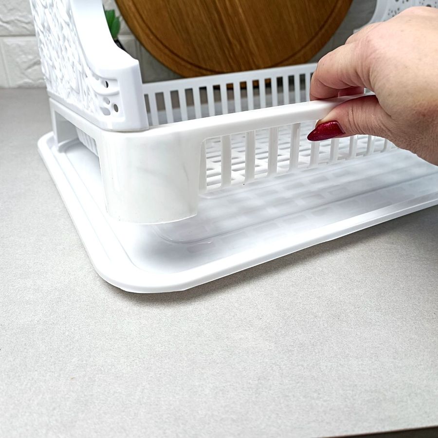 Белая пластиковая двухъярусная сушилка для тарелок, Efe plastics Efe plastics