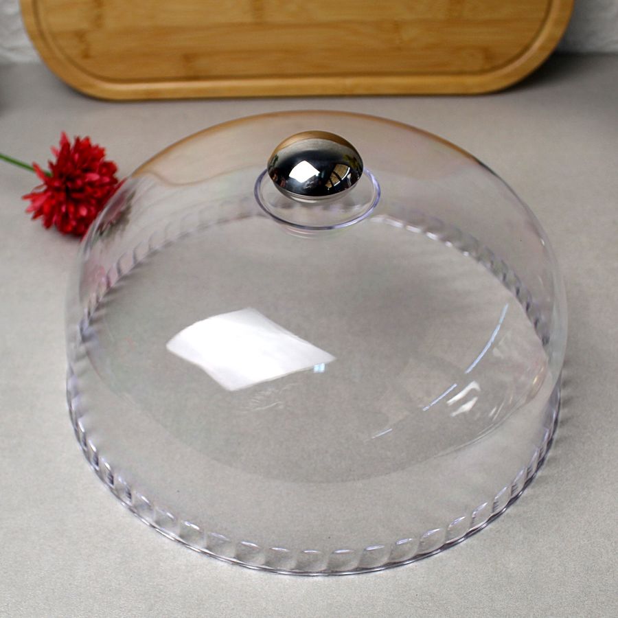 Круглое прозрачное плоское блюдо с пластиковой крышкой-куполом Pasabahce Патисерия 28 см (10352/0184 Pasabahce