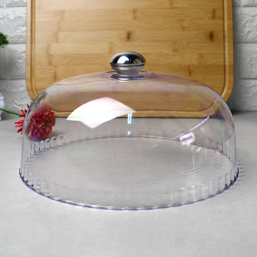 Круглое прозрачное плоское блюдо с пластиковой крышкой-куполом Pasabahce Патисерия 28 см (10352/0184 Pasabahce