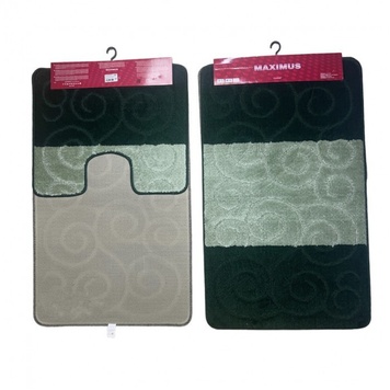 Набір чорно-зелених килимків для ванної та туалетної кімнати MAXIMUS 60*100+50*60см Hunter Green Banyolin Banyolin
