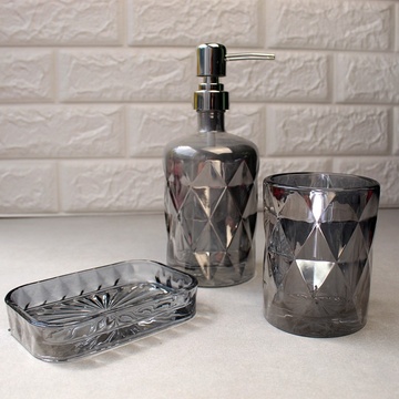 Набор перламутровых аксессуаров для ванной "Графит Грани" 3 предмета из стекла S&T