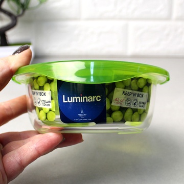 Пищевой контейнер Luminarc "Keep`N" круглый с зелёной крышкой 420 мл (P4528) Luminarc