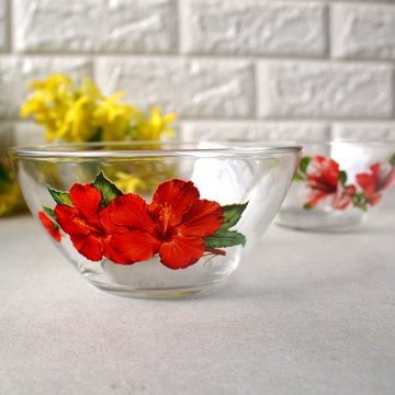 Стеклянный гладкий салатник малый с цветами ОСЗ Сидней 12 см (8170) ОСЗ