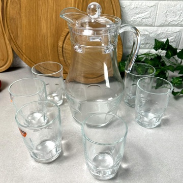 Стеклянный кувшин со стаканами Аркопал Рок из 7 предметов (L4987) Arcopal