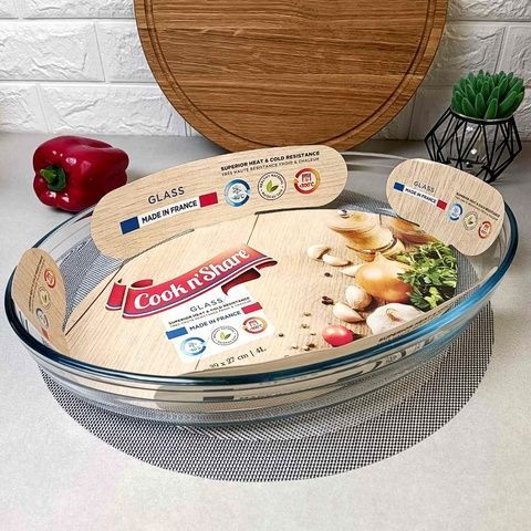 Скляне овальне блюдо для запікання 4л Pyrex Classic, посуд для духовки Pyrex