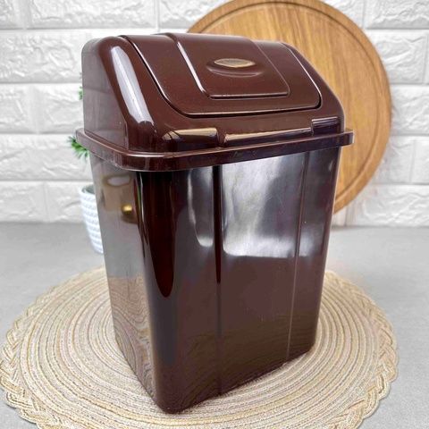 Коричневое мусорное ведро с поворотной крышкой для ванной комнаты 5 л Craft