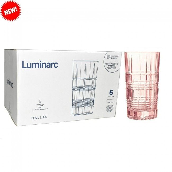 Набор розовых стаканов высоких Luminarc "Dallas" 380 мл (P9164) Luminarc