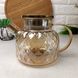 Заварочный стеклянный чайник для плиты 1л Янтарный перламутр Amber Crystal