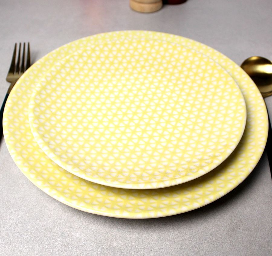 Мелкая подставная тарелка с жёлтым узором 25 см Kutahya NC HR Kutahya Porselen