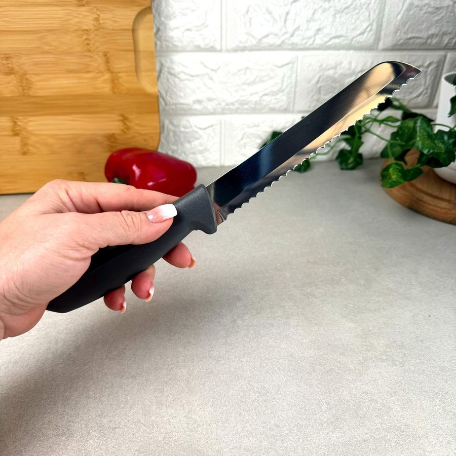 Кухонний ніж для хліба 17.8 см Tramontina PLENUS grey (сіра рукоять) Tramontina