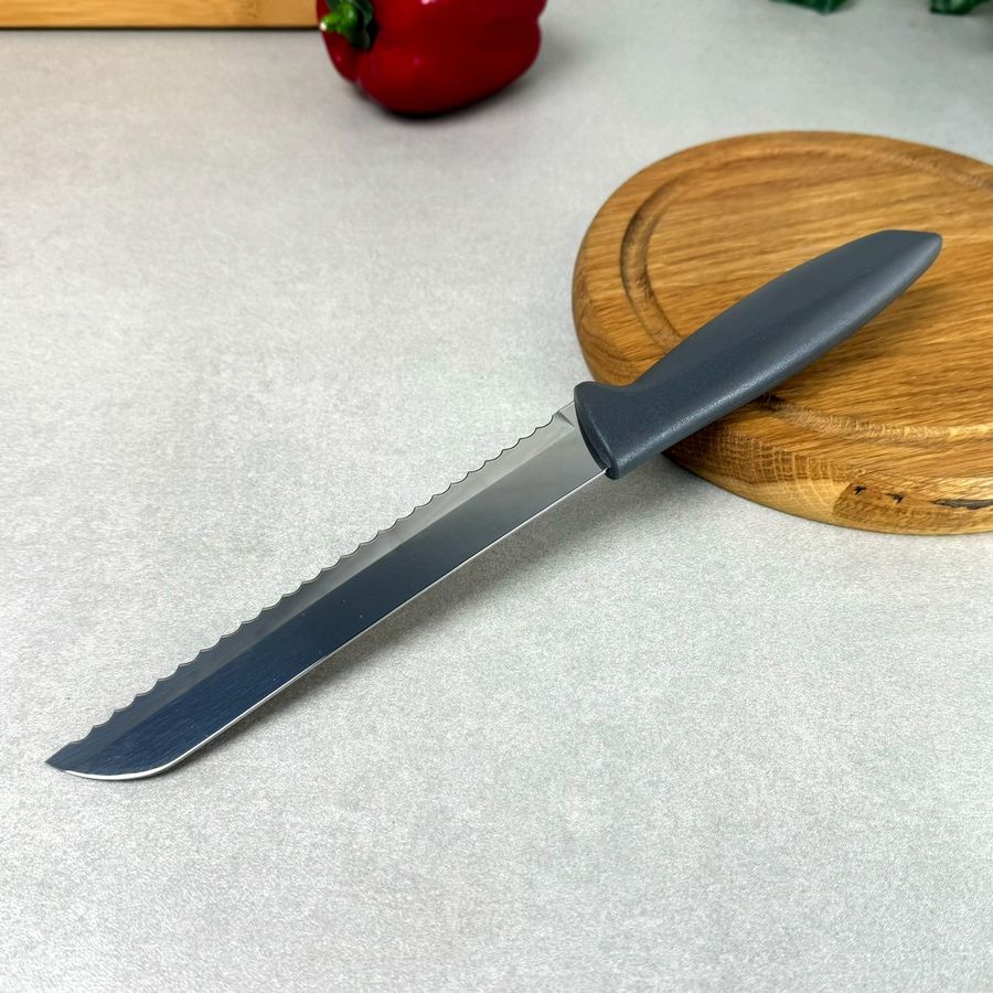 Кухонный нож для хлеба 17.8 см Tramontina PLENUS grey (серая рукоять) Tramontina