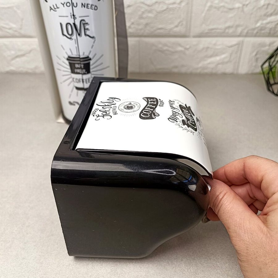 Черный с белой крышкой пластиковый настенный держатель для туалетной бумаги Белый кофе, 386 Elif Elif Plastik