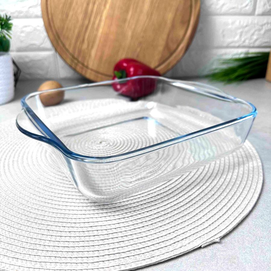 Квадратная скляна форма для духовки з жароміцного скла 2.36л Borcam Borcam