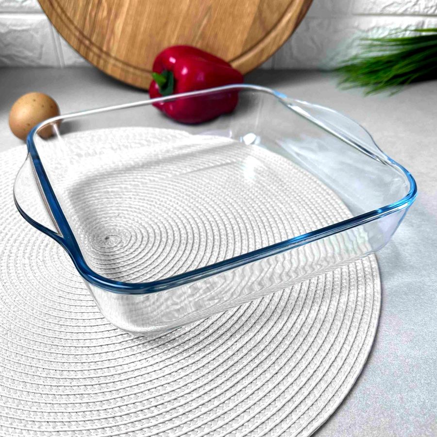Квадратная скляна форма для духовки з жароміцного скла 2.36л Borcam Borcam