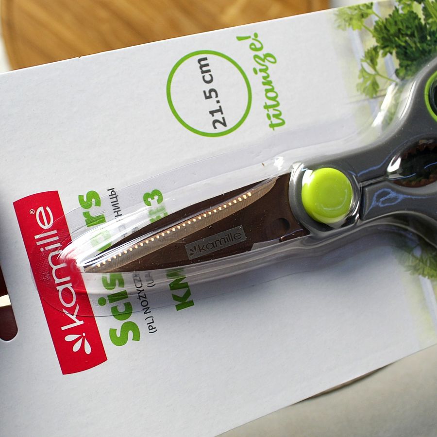 Ножницы кухонные с орехоколом 21.5 см из нержавеющей стали с пластиковыми ручками Kamille