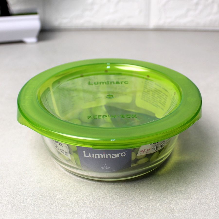 Харчовий контейнер Luminarc "Keep'N" круглий з зеленою кришкою 380 мл (P4528) Luminarc