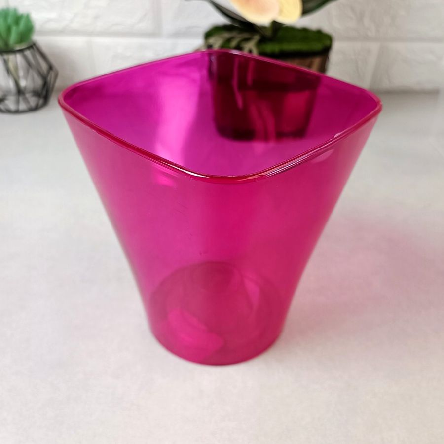 Рожеве кашпо для орхідей із світлопропускаючого пластику 15см ММ-Пласт