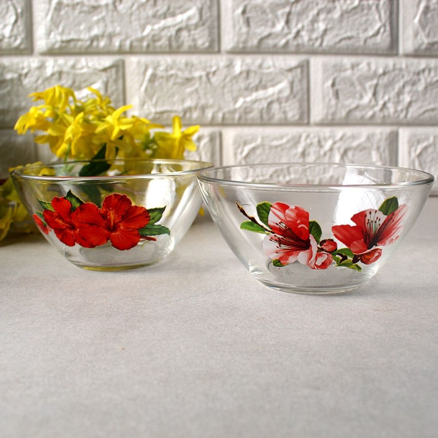 Скляний гладкий салатник малий з квітами ОСЗ Сідней 12 см (8170) ОСЗ