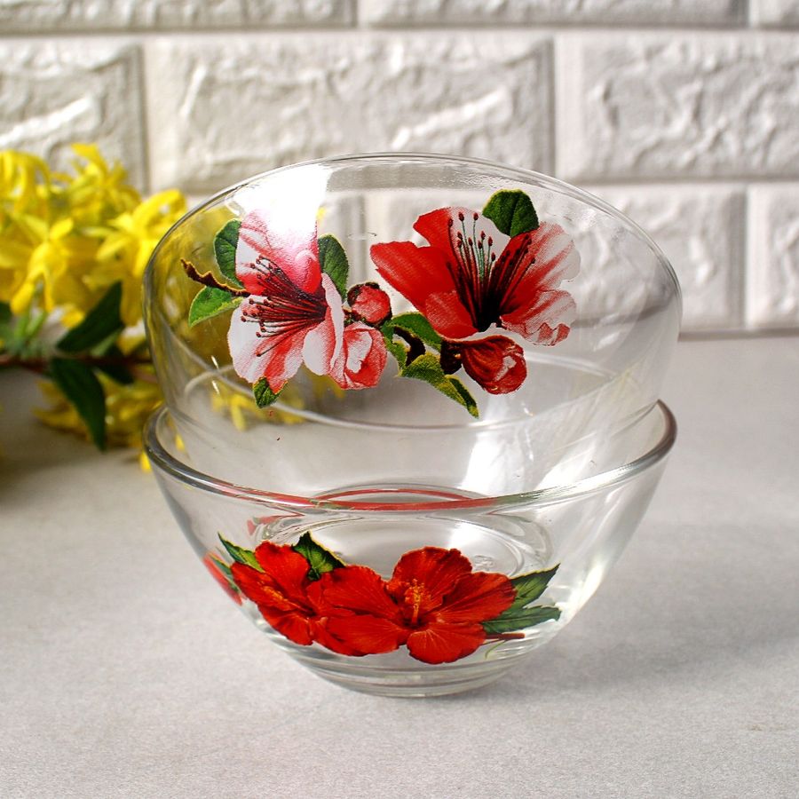 Скляний гладкий салатник малий з квітами ОСЗ Сідней 12 см (8170) ОСЗ