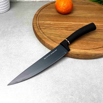 Чорний кухонний ніж 17.5 см із ручкою Soft-touch Oscar Grand Oscar