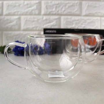 Набор кружек для латте с двойным стеклом 270 мл 2 шт Ardesto (AR2627GH), чашки с двойными стенками Ardesto