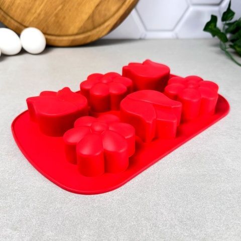 Силиконовая форма для выпечки Фигурная Цветы Ассорти Без бренда