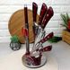 Набір червоних кухонних ножів з ножицями 8 предметів на підставці Bohmann