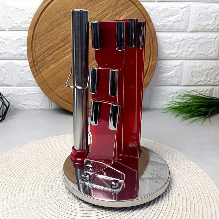 Набор красных кухонных ножей с ножницами 8 предметов на подставке Bohmann Bohmann