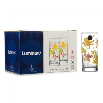 Набор стеклянных стаканов с цветами Luminarc Crazy Flower 270 мл 6 шт (N0753) Luminarc