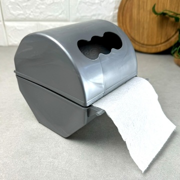 Сірий пластиковий настінний тримач для туалетного паперу Волга Без бренда