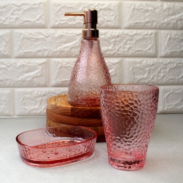 Набор стеклянных розовых аксессуаров для ванной "Фьюжн" 3 предмета S&T