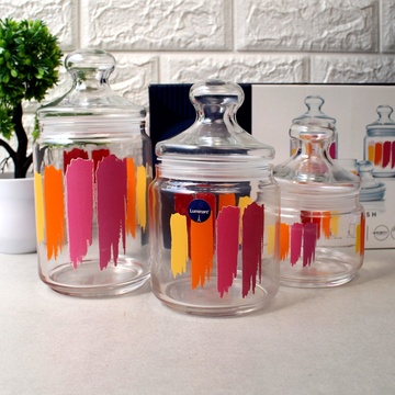 Набор стеклянных банок "Розовые мазки" Luminarc Jar Paint Brush 3 шт 0,5+0,75+1 л (p2322) Luminarc