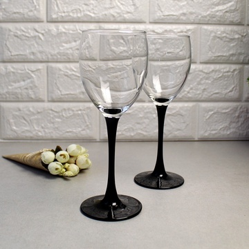 Набор бокалов для красного вина на чёрной ножке Люминарк Domino 250 мл 6 шт (H8169) Luminarc