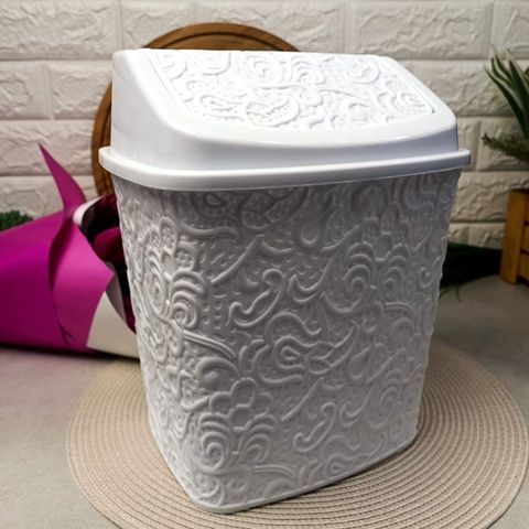 Белое ажурное мусорное ведро с поворотной крышкой, 384 Elif Elif Plastik