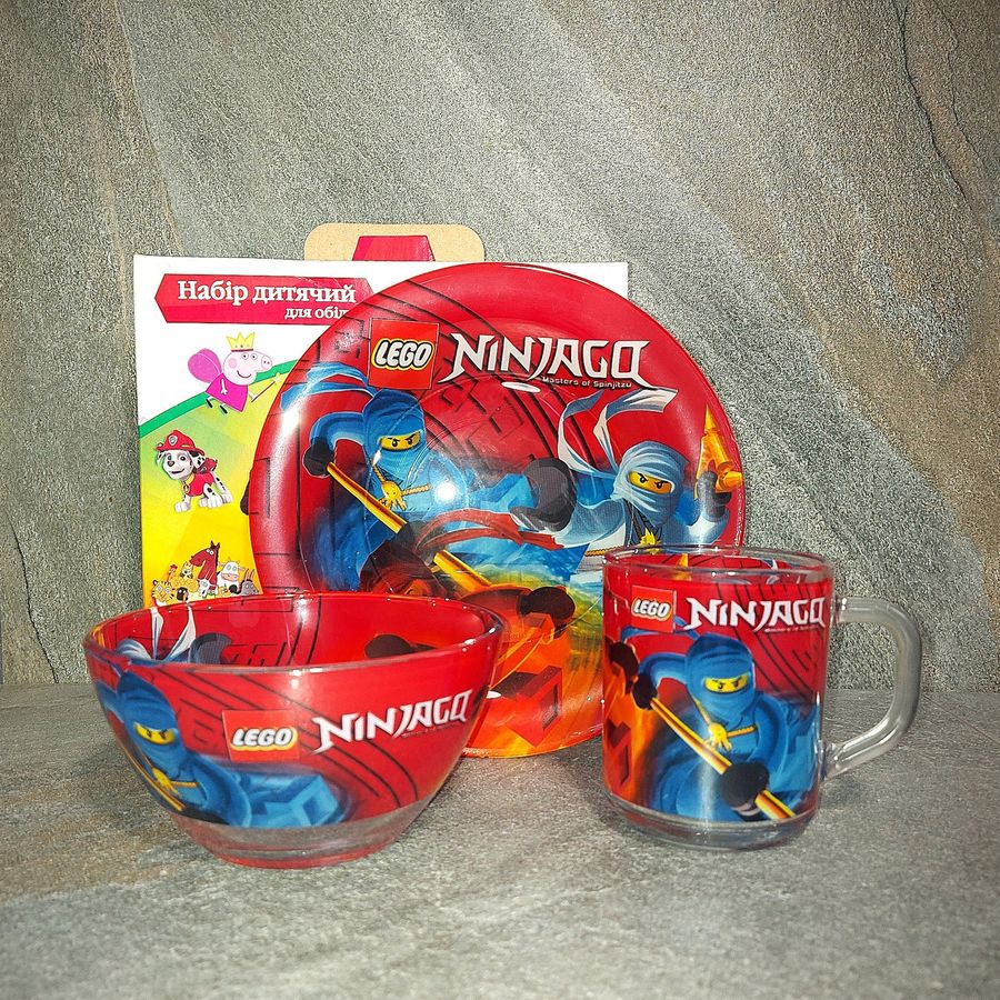 Набір дитячого посуду з ударостійкого скла Ninjago (Ниндзяго) 3 предмета (A9551/20) Hell