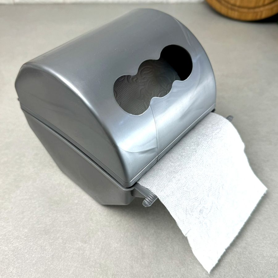 Сірий пластиковий настінний тримач для туалетного паперу Волга Без бренда