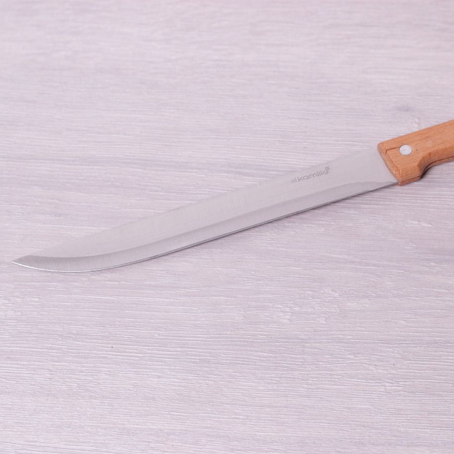 Нож кухонный для мяса из нержавеющей стали с деревянной ручкой Kamille Kamille
