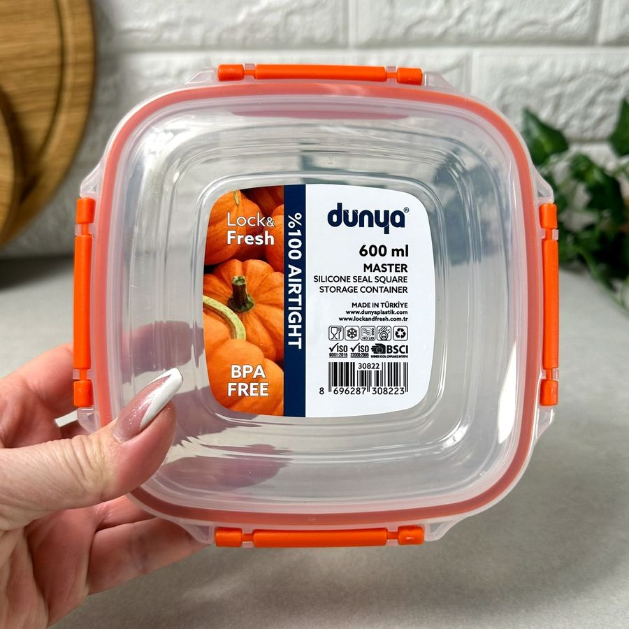 Квадратный пищевой контейнер 0,6л 30822 Dunya Dunya Plastic