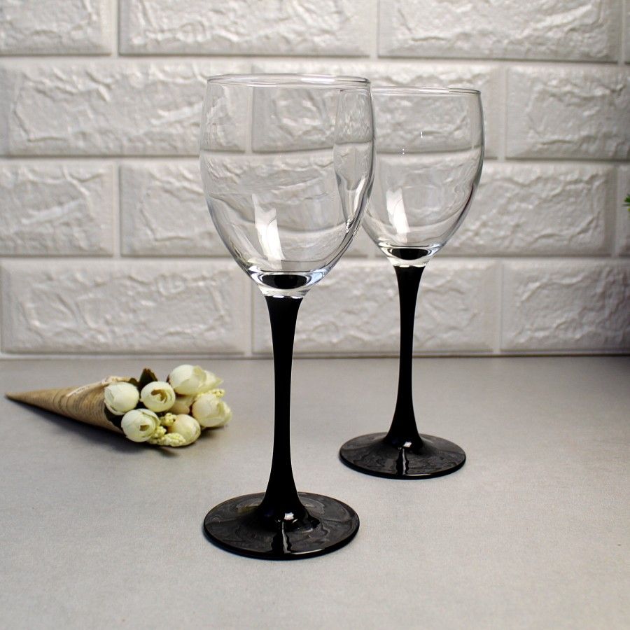 Набор бокалов для красного вина на чёрной ножке Люминарк Domino 250 мл 6 шт (H8169) Luminarc