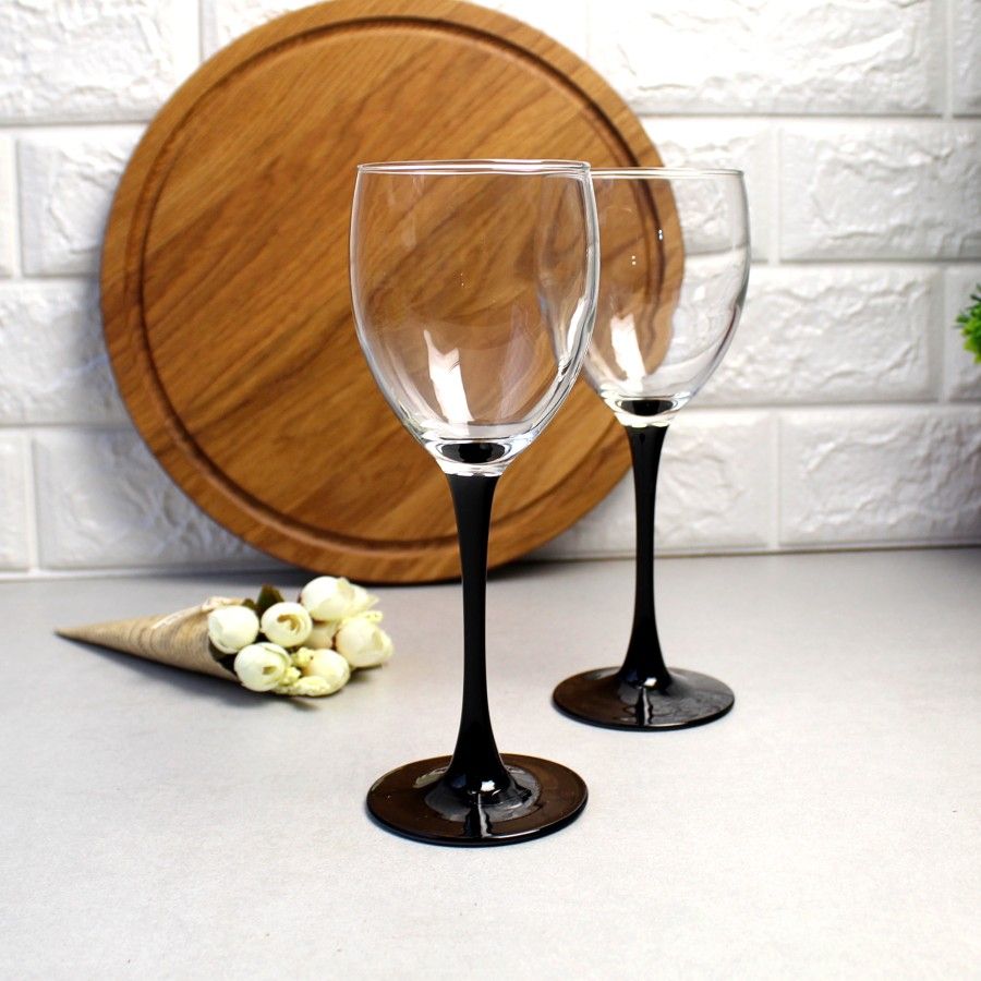 Набір келихів для червоного вина на чорній ніжці Люминарк Domino 250 мл 6 шт (H8169) Luminarc