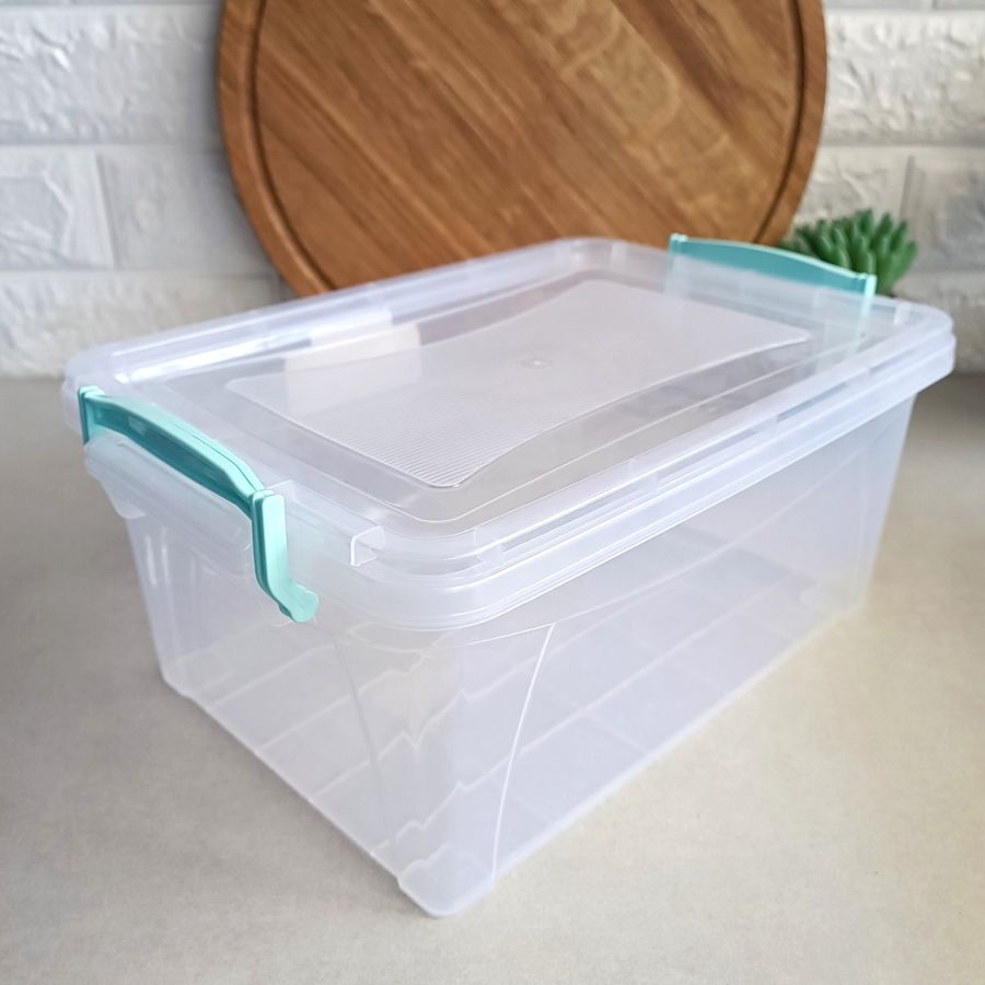Пластиковый контейнер для хранения пищи 5л с крышкой и ручками-застежками, Турция Hobby life