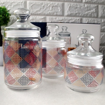 Набір скляних банок в невеликий ромб Luminarc Jar Pot Club Alto Rubis 3 шт 0,5 + 0,75 + 1 л (p2043) Luminarc